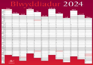 Bliadur 2024 Welsh Wall Planner