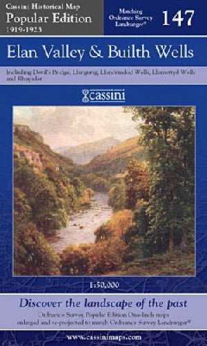 Cassini Historical Map: Popular Edition 1919-1923 - Elan Valley and Builth Wells Sheet 147 - Siop y Pethe