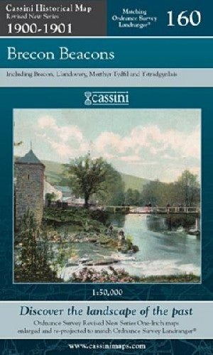 Cassini Historical Map: Revised New Series 1900-1901 - Brecon Beacons 160 - Siop y Pethe