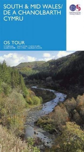O.S. Tour Map South & Mid Wales/De a Chanolbarth Cymru