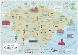 Cymru ar y Map: Poster Caerdydd (Cymraeg)