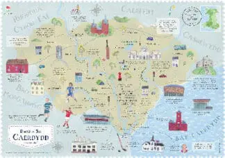 Cymru ar y Map: Poster Caerdydd (Cymraeg)